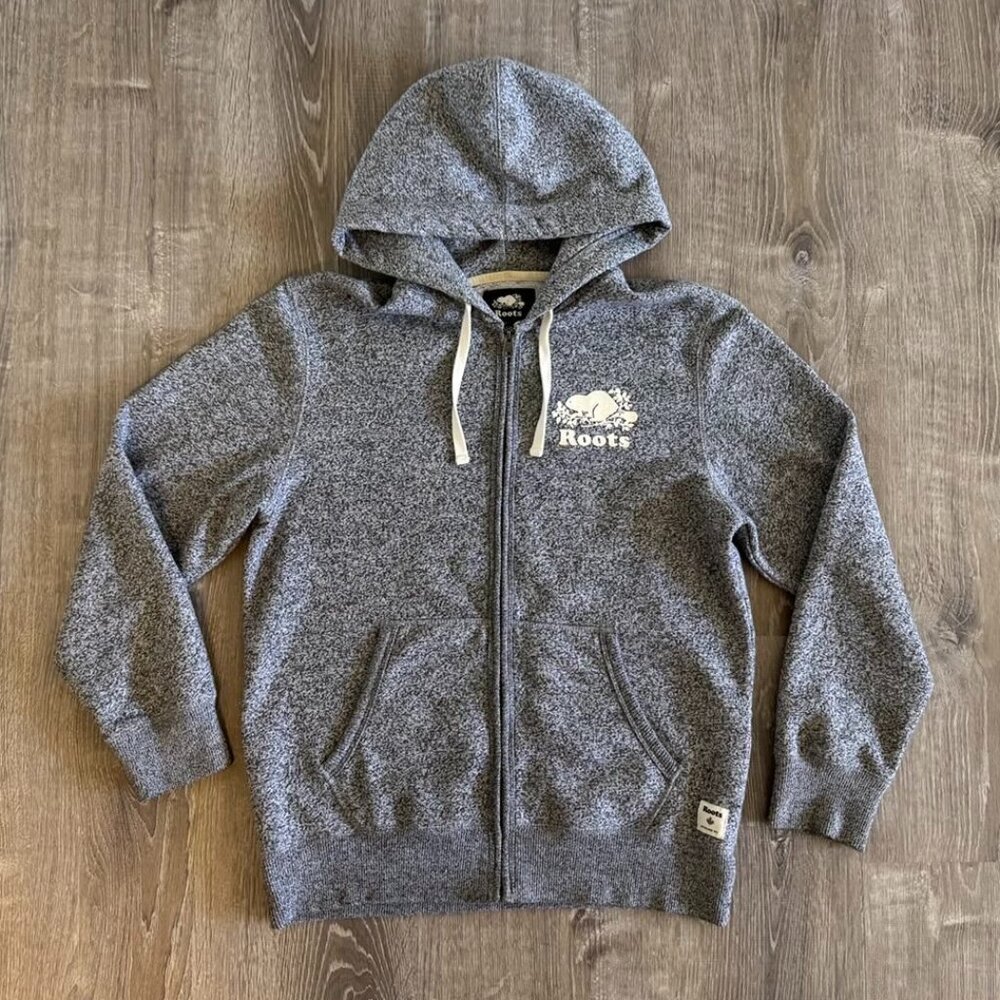 ROOTS Organic Original Full Zip Hoodie | Salt & Pepper Ivory